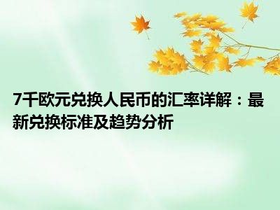 7千欧元兑换人民币的汇率详解：最新兑换标准及趋势分析