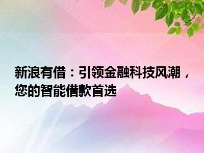 新浪有借：引领金融科技风潮，您的智能借款首选