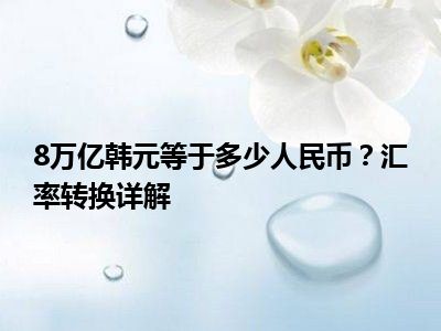 8万亿韩元等于多少人民币？汇率转换详解