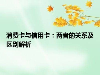 消费卡与信用卡：两者的关系及区别解析