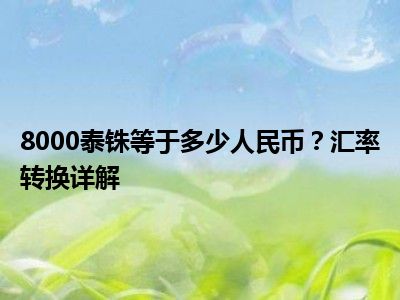 8000泰铢等于多少人民币？汇率转换详解