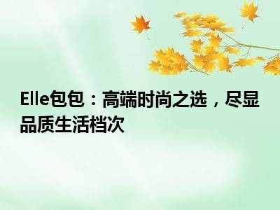 Elle包包：高端时尚之选，尽显品质生活档次