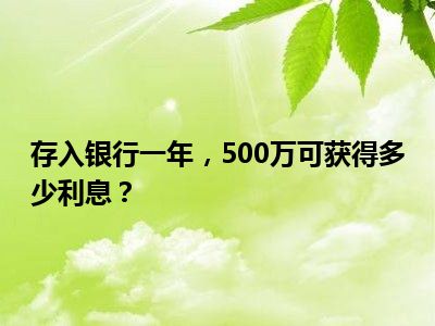 存入银行一年，500万可获得多少利息？