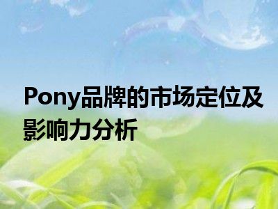 Pony品牌的市场定位及影响力分析