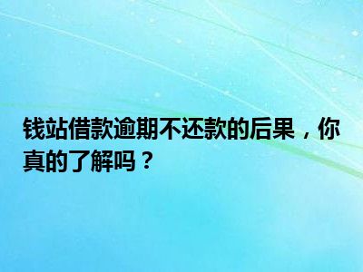 钱站借款逾期不还款的后果，你真的了解吗？