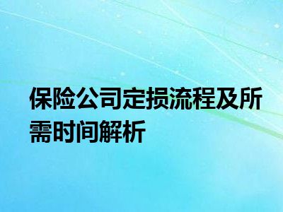 保险公司定损流程及所需时间解析