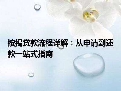 按揭贷款流程详解：从申请到还款一站式指南