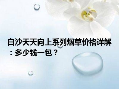 白沙天天向上系列烟草价格详解：多少钱一包？