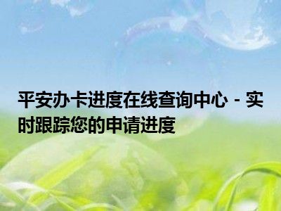 平安办卡进度在线查询中心 - 实时跟踪您的申请进度
