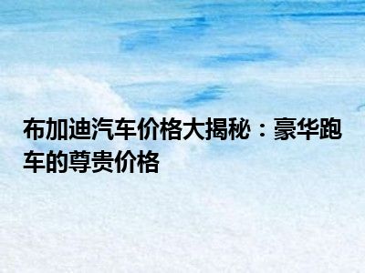 布加迪汽车价格大揭秘：豪华跑车的尊贵价格