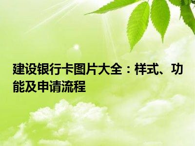 建设银行卡图片大全：样式、功能及申请流程