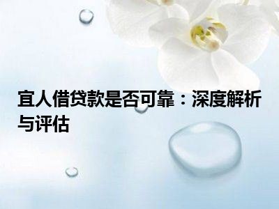 宜人借贷款是否可靠：深度解析与评估