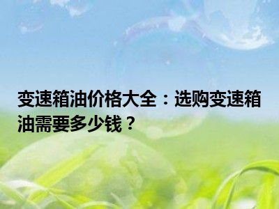 变速箱油价格大全：选购变速箱油需要多少钱？
