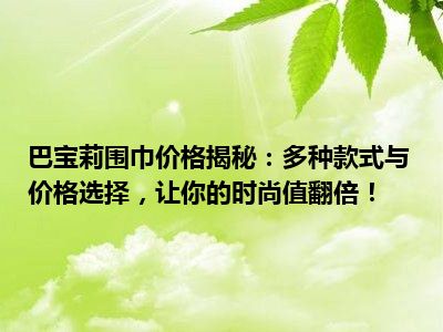 巴宝莉围巾价格揭秘：多种款式与价格选择，让你的时尚值翻倍！
