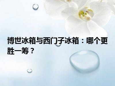 博世冰箱与西门子冰箱：哪个更胜一筹？