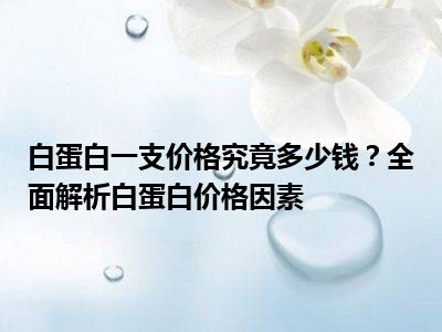 白蛋白一支价格究竟多少钱？全面解析白蛋白价格因素