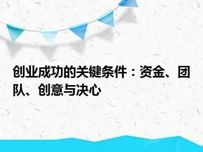 创业成功的关键条件：资金、团队、创意与决心