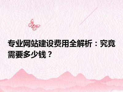 专业网站建设费用全解析：究竟需要多少钱？