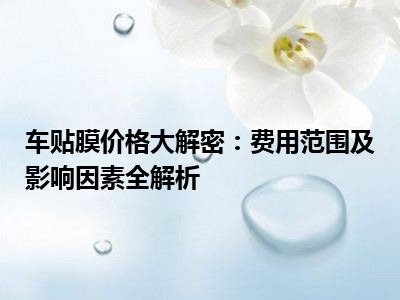 车贴膜价格大解密：费用范围及影响因素全解析