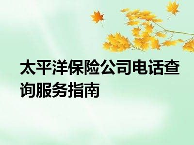 太平洋保险公司电话查询服务指南