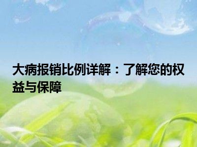 大病报销比例详解：了解您的权益与保障