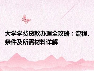 大学学费贷款办理全攻略：流程、条件及所需材料详解