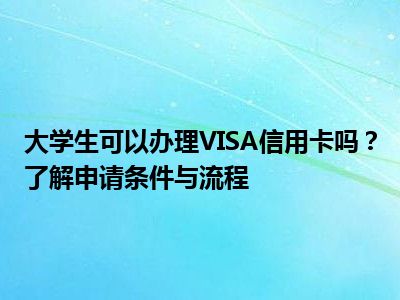 大学生可以办理VISA信用卡吗？了解申请条件与流程