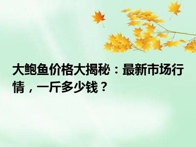 大鲍鱼价格大揭秘：最新市场行情，一斤多少钱？