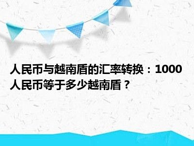 人民币与越南盾的汇率转换：1000人民币等于多少越南盾？