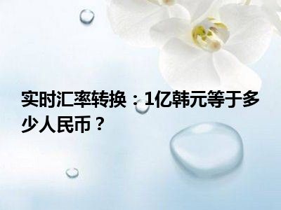 实时汇率转换：1亿韩元等于多少人民币？