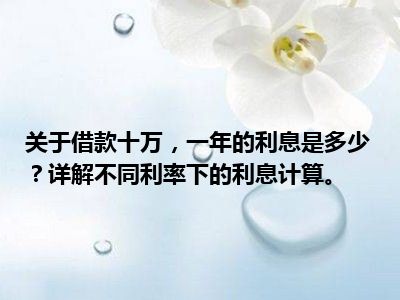 关于借款十万，一年的利息是多少？详解不同利率下的利息计算。