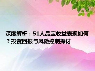深度解析：51人品宝收益表现如何？投资回报与风险控制探讨