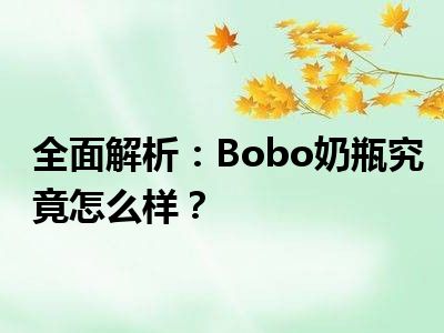 全面解析：Bobo奶瓶究竟怎么样？