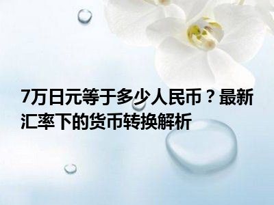7万日元等于多少人民币？最新汇率下的货币转换解析