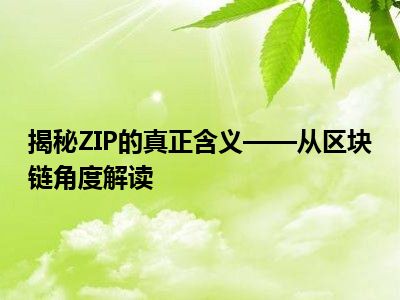 揭秘ZIP的真正含义——从区块链角度解读