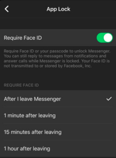 Facebook测试Messenger应用程序的Face ID / Touch ID身份验证