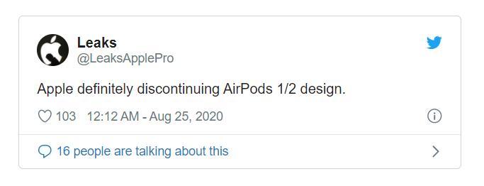 Tipster声称，AirPods 3不会使用与第二代AirPods相同的设计