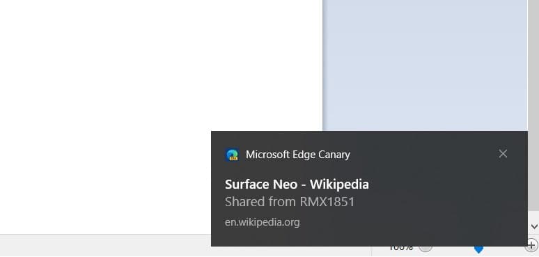 微软 Edge新功能可以把网页直接发送到设备