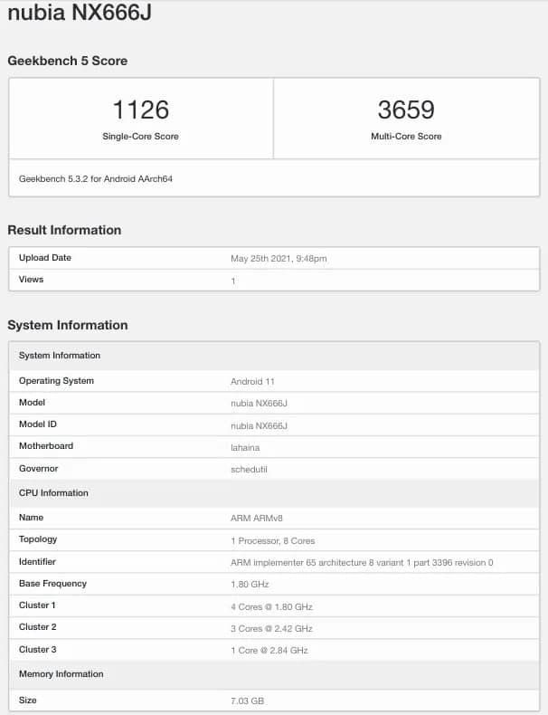 Nubia RedMagic 6R出现在Geekbench上，透露了5月27日发布前的主要规格