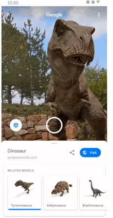 Google现在可让您通过增强现实技术看到现实世界中的恐龙