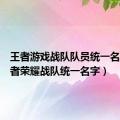 王者游戏战队队员统一名字（王者荣耀战队统一名字）